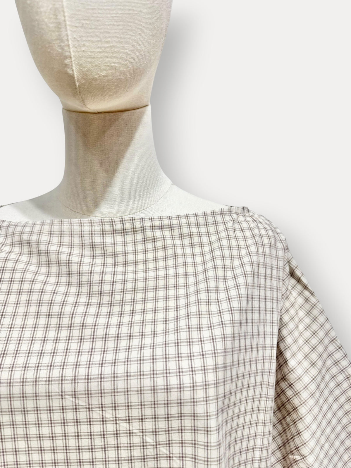 Vichy blouse beige