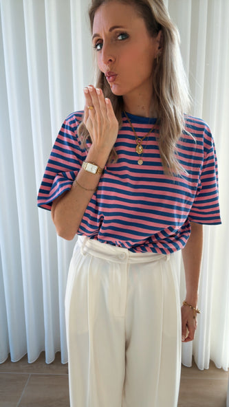 Oona striped t-shirtje blauw