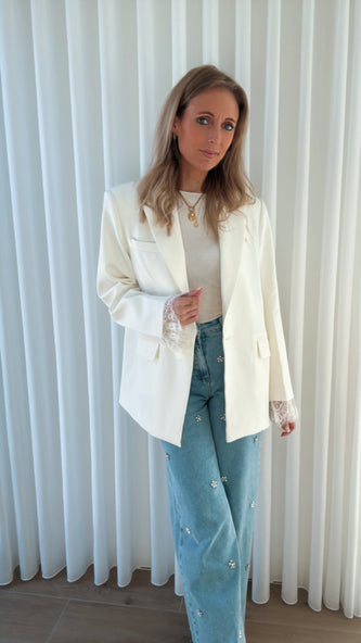 Lace blazer ecru