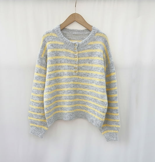 Giselle button stripes trui