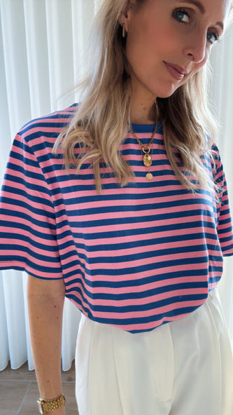 Oona striped t-shirtje blauw