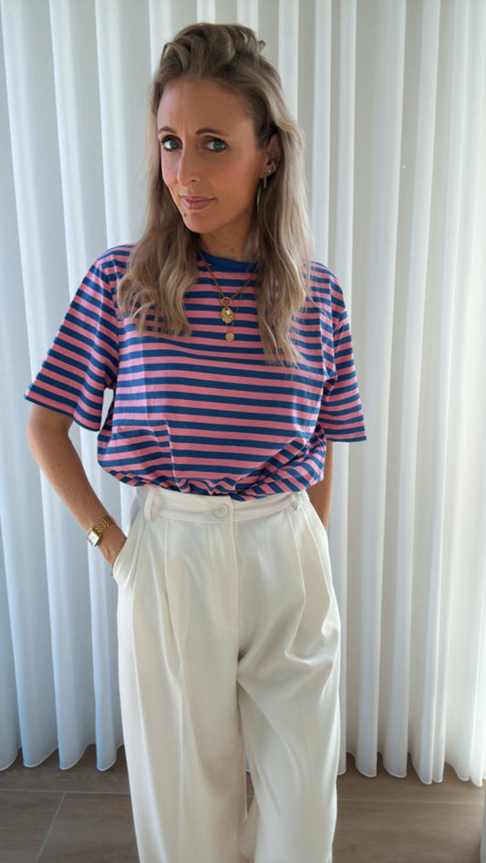 Oona striped t-shirtje blauw