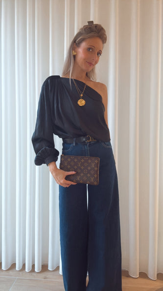 Selma wide leg jeans donkerblauw