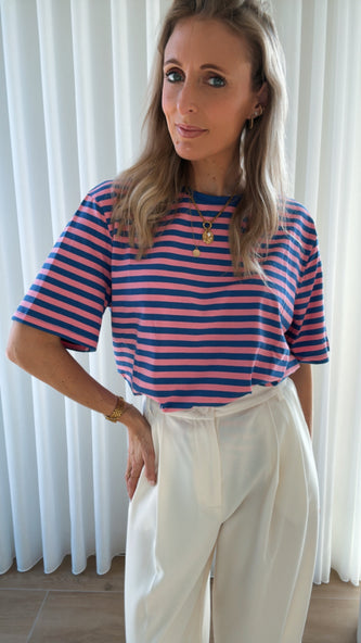 Oona striped t-shirtje blauw