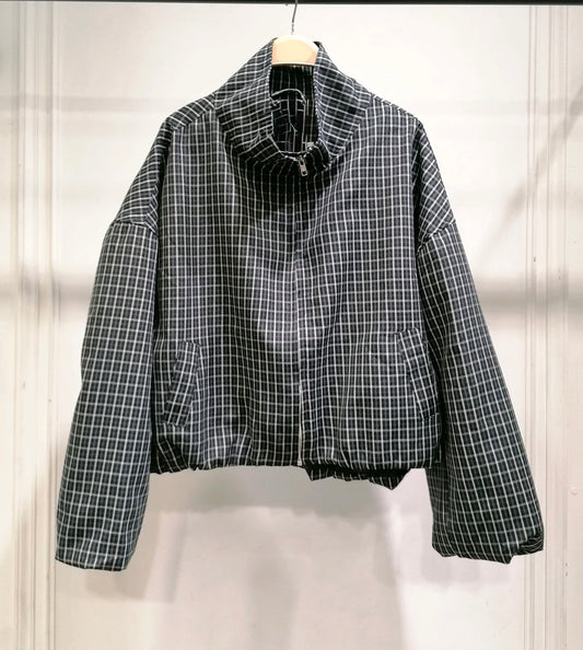 Checked bomber donkerblauw