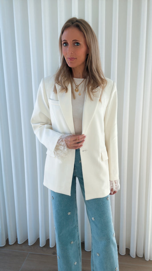 Lace blazer ecru