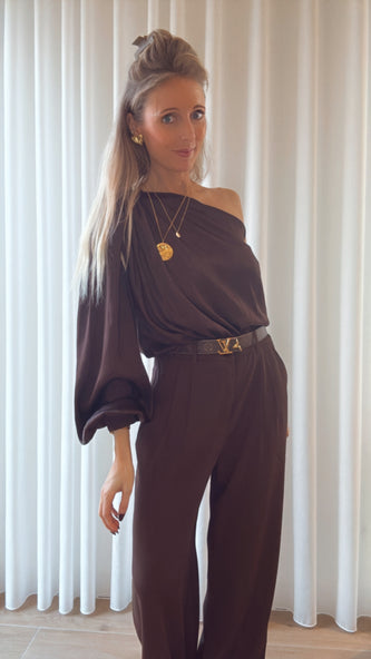 Luka satin blouse bruin