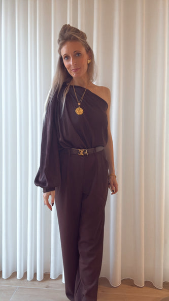 Luka satin blouse bruin