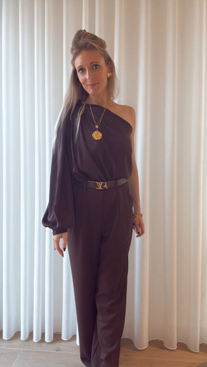 Luka satin blouse bruin