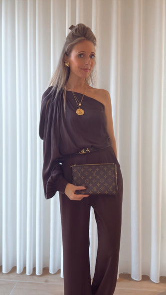 Luka satin blouse bruin