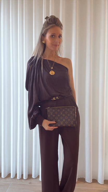 Luka satin blouse bruin