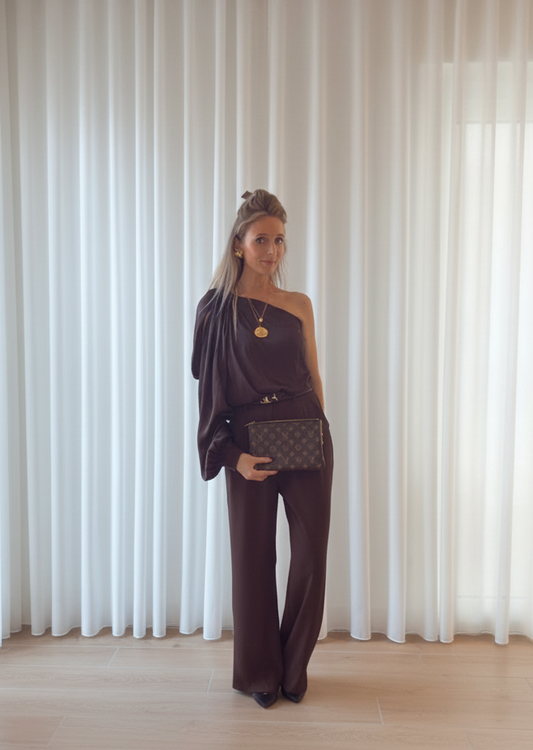 Luka satin blouse bruin