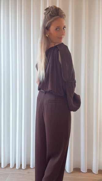 Luka satin blouse bruin