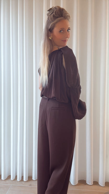 Luka satin blouse bruin