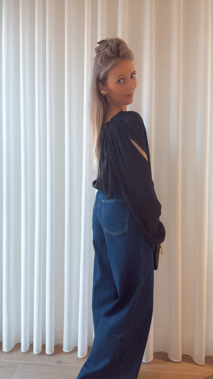 Luka satin blouse zwart