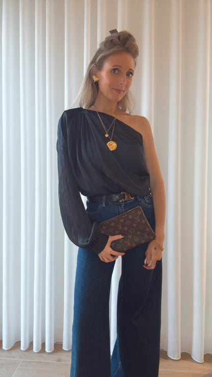 Luka satin blouse zwart