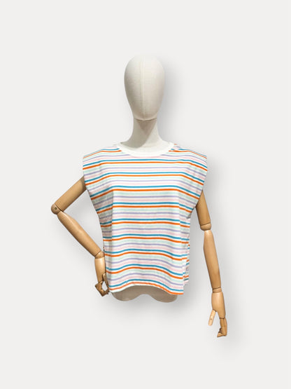 Hanne top multicolor wit/blauw
