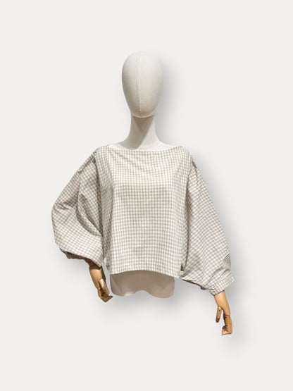 Vichy blouse beige
