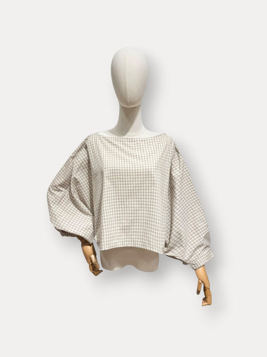 Vichy blouse beige
